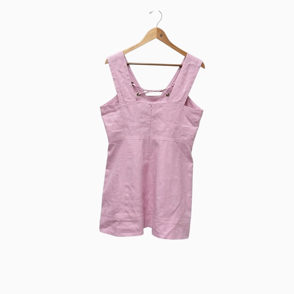 J. Crew Pink Linen Lace Up Sleeveless Midi Dress Pink Women's Size 12 - Picture 8 of 11